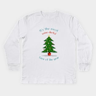 Most wine-derful time of the year Christmas print Kids Long Sleeve T-Shirt